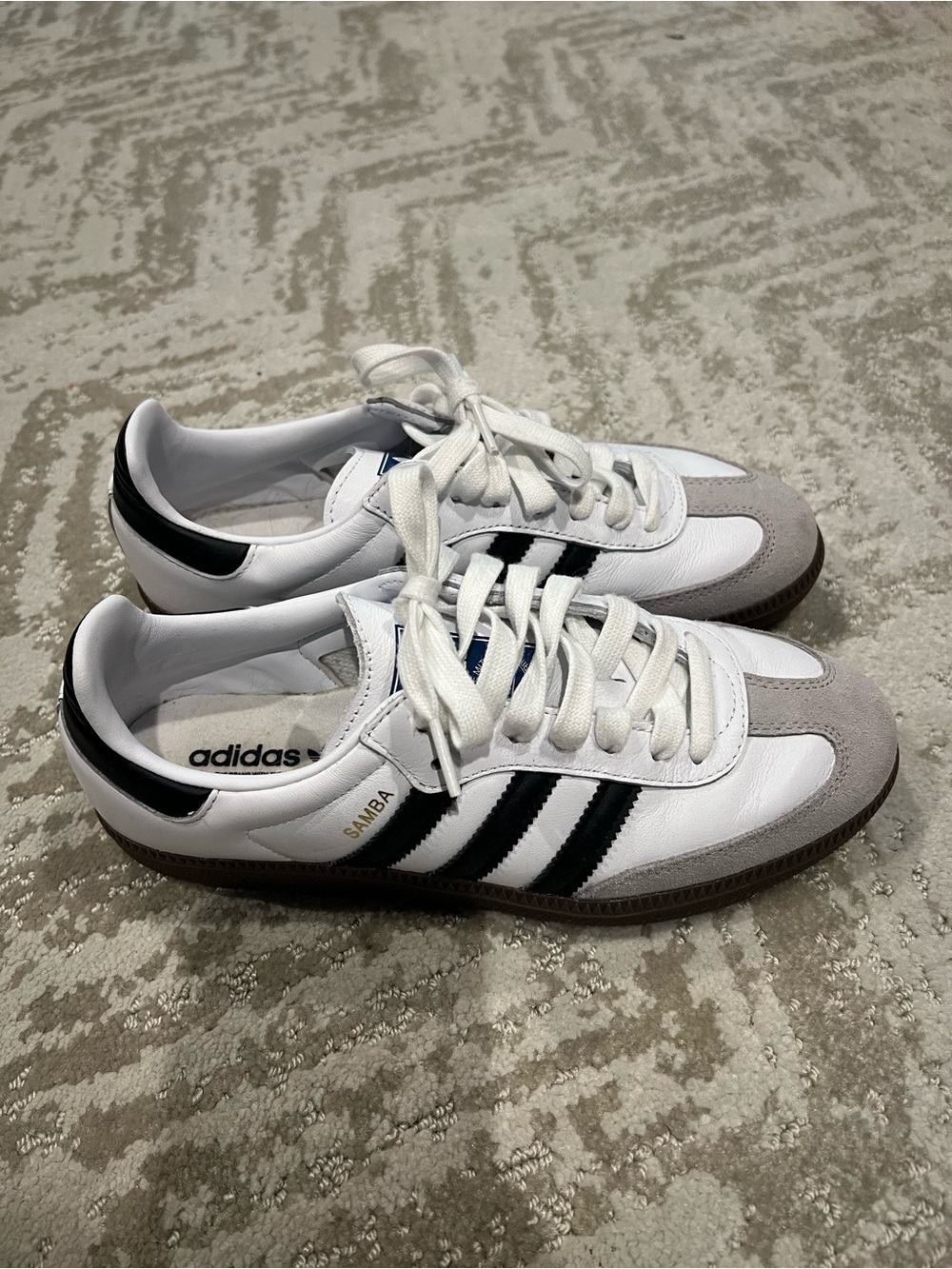 adidas Samba Leather Sneakers in White & Black